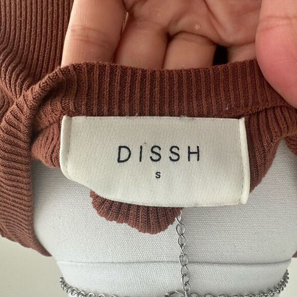 DISSH Dress Womens Small Jenna Knit Ribbed Midi Bodycon Fitted Tank Brown - Picture 7 of 8